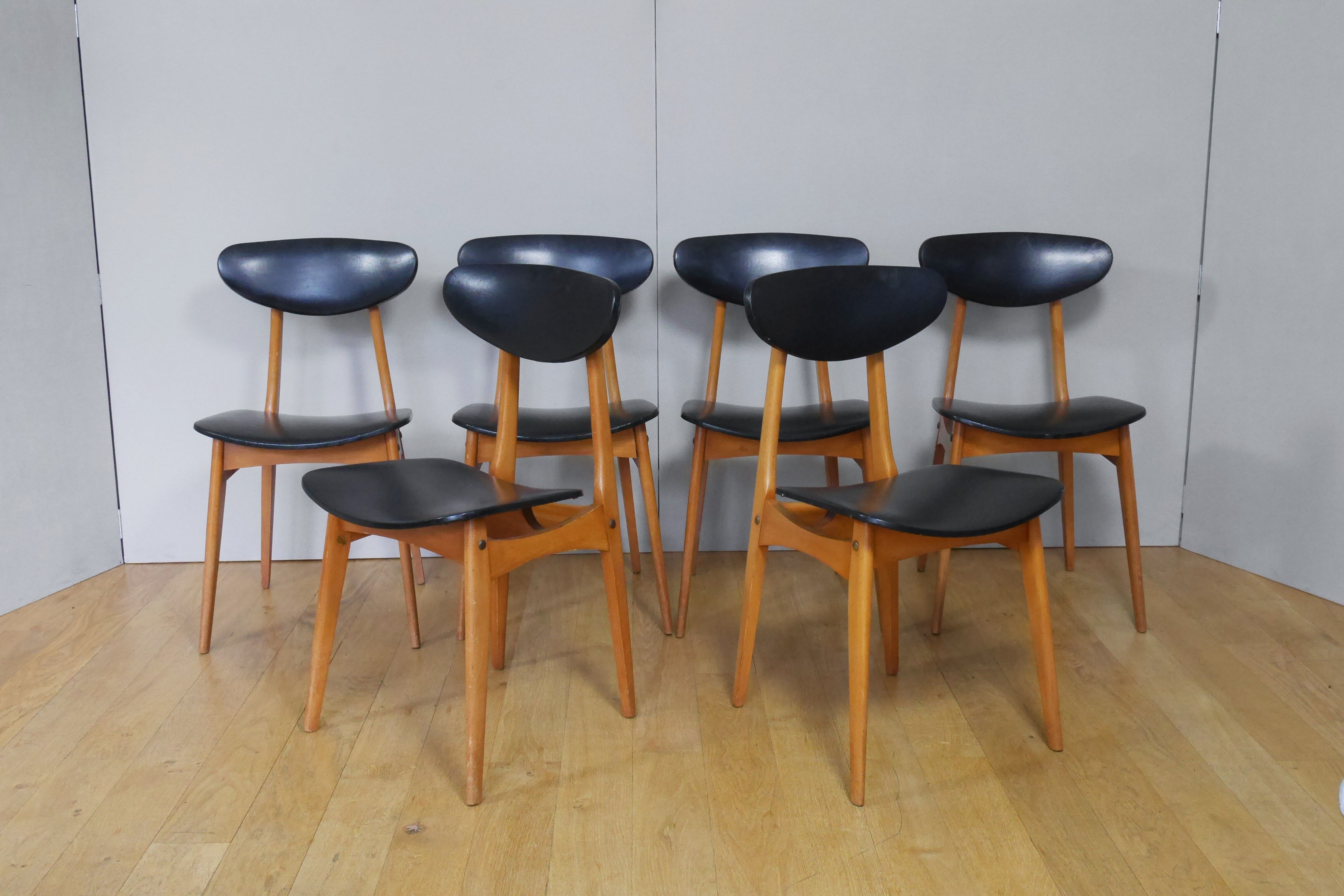 Series of 6 chairs Stella 60s model Ingrid