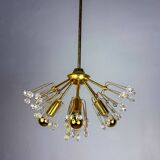 Emil Stejnar Sputnik chandelier for Rupert Nikoll, brass & crystal, Vienna, 1950s