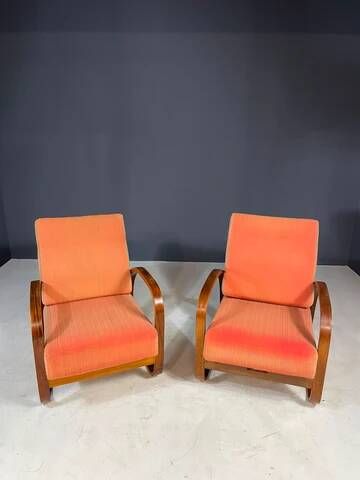 Pair of H-70 lounge chairs by Jindřich Halabala for UP Závody Brno, Czechoslovakia, 1930s, 88 × 65 × 85 cm