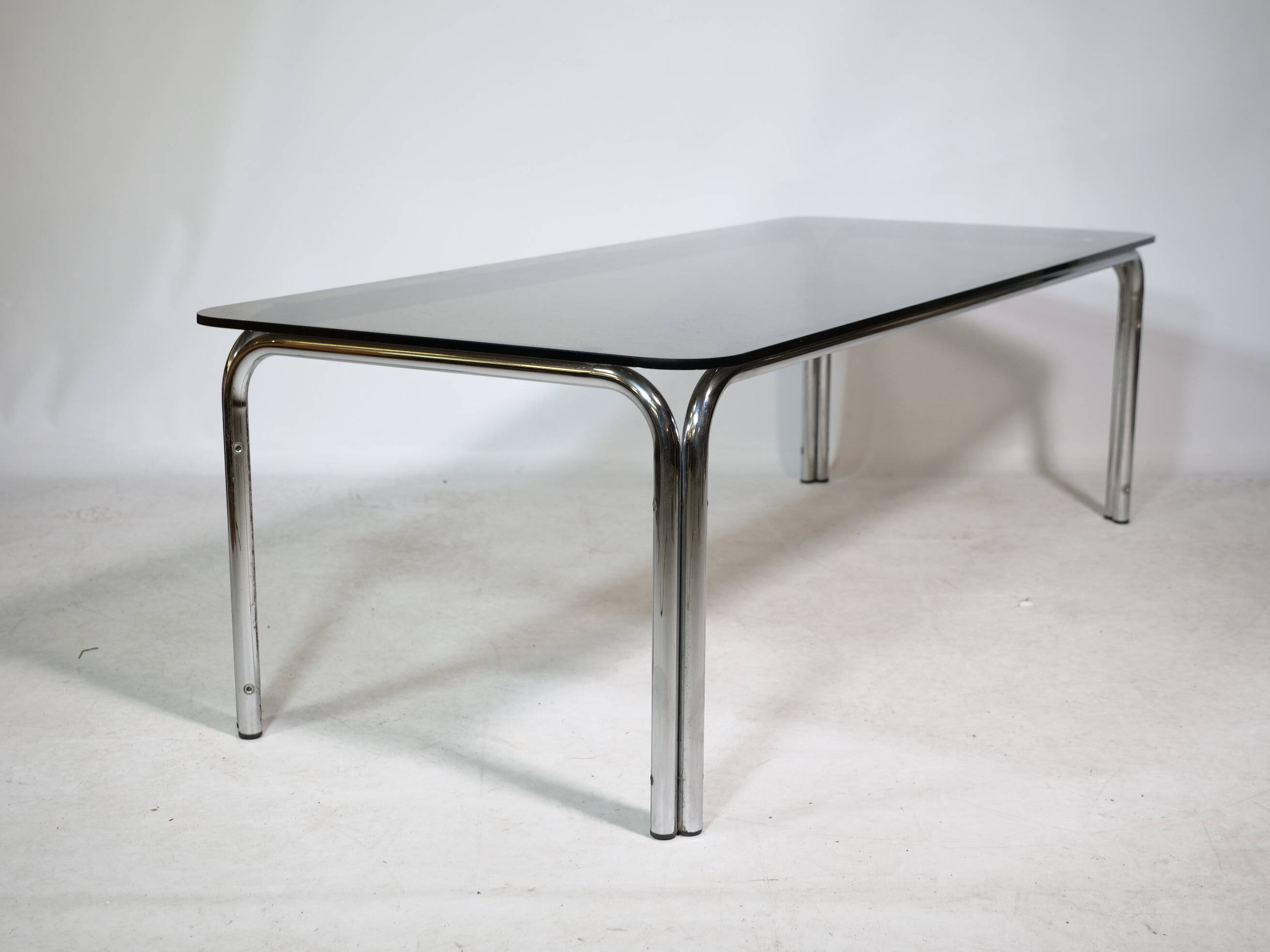 Mid-Century Design Chrome and Smoked Glass Coffee Table, 1970s