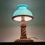 Vintage 1960s rope and opaline desk lamp
