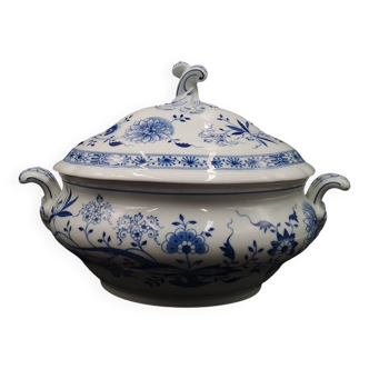 Soup Tureen with Lid Hutschenreuther Blue Onion Decor Porcelain, 3.5 L circa 1930 Made in Germany