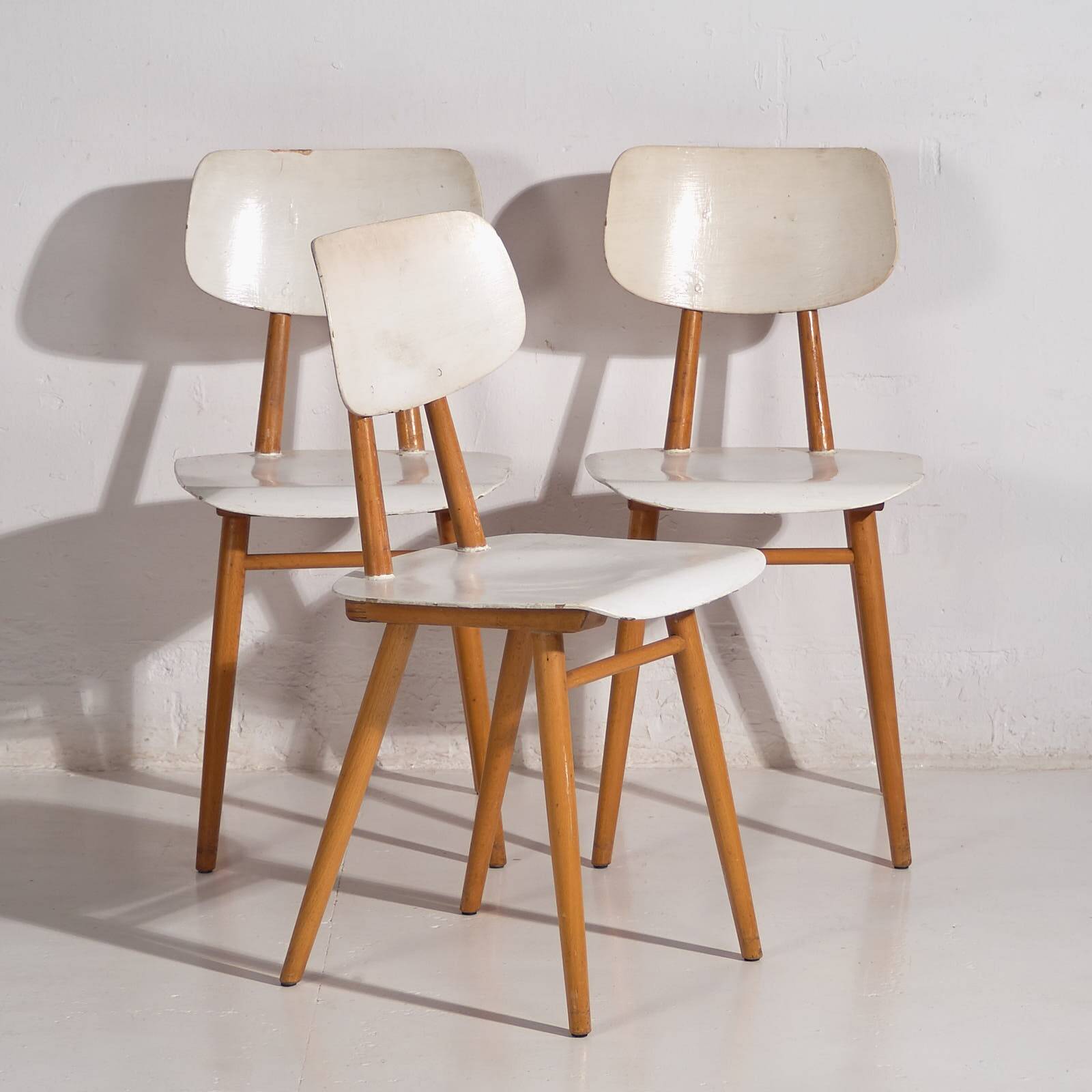 Vintage white chairs (circa 1960). 3-piece set #1