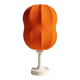 Lamp with a plastic base and a coloured fabric shade in Mid Century style.