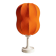Lamp with a plastic base and a coloured fabric shade in Mid Century style.