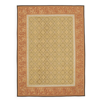 Handmade European Vintage Aubusson Kilim 266 cm x 364 cm