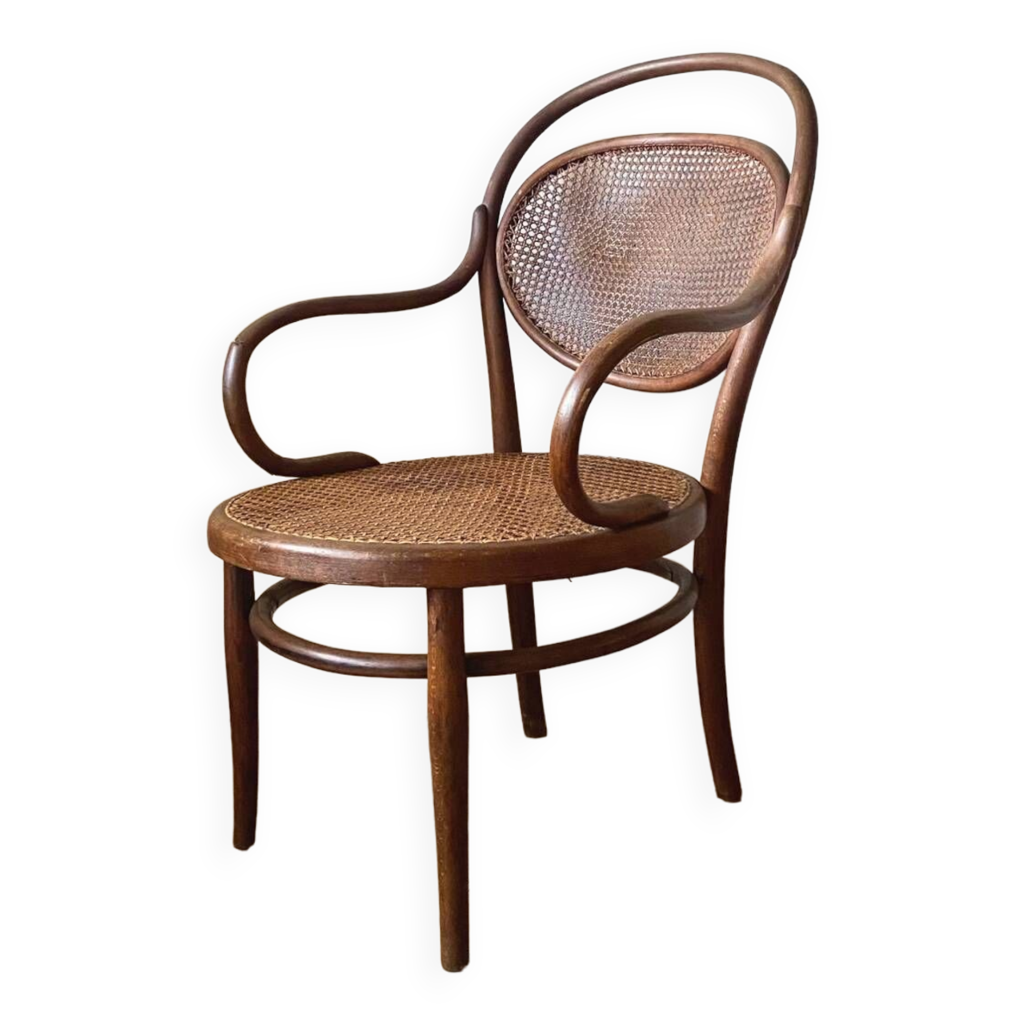 Thonet armchair n 15 curved wood and canework