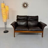 Vintage black leather Dreipunkt Scala design 2-seater sofa.