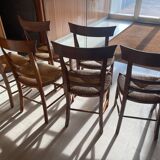 Set of 6 straw chairs style Directoire Solid cherry wood
