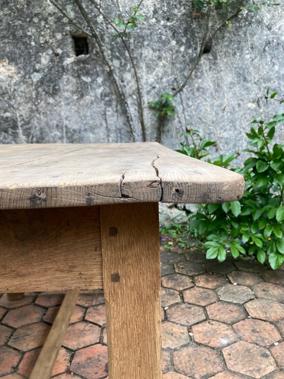 Old farmhouse table made of solid wood