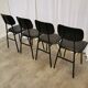 Lot de 4 chaises d'école vintage / Cuir noir / STOL Kamnik années 80 Yougoslavie