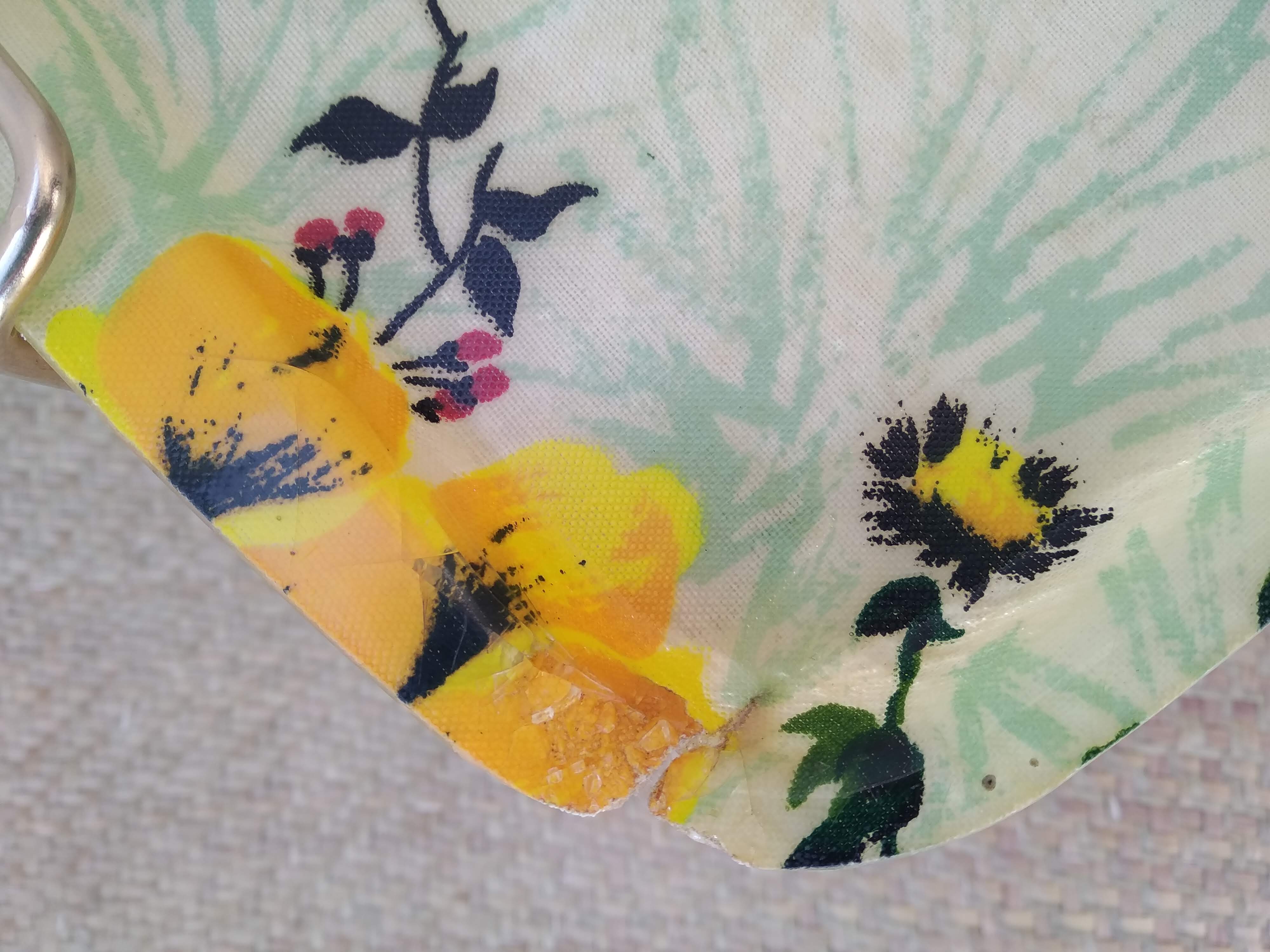 Plateau en fibre de verre et son support en métal doré Vintage Années 60