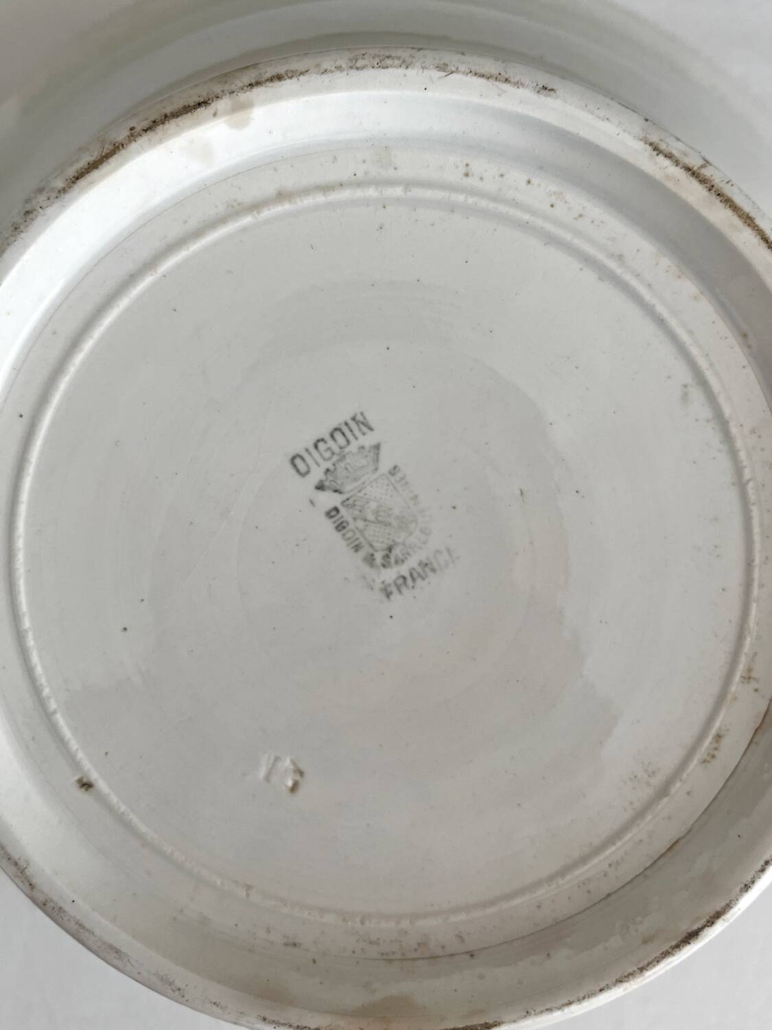 White earthenware salad bowl from Digoin Sarreguemines