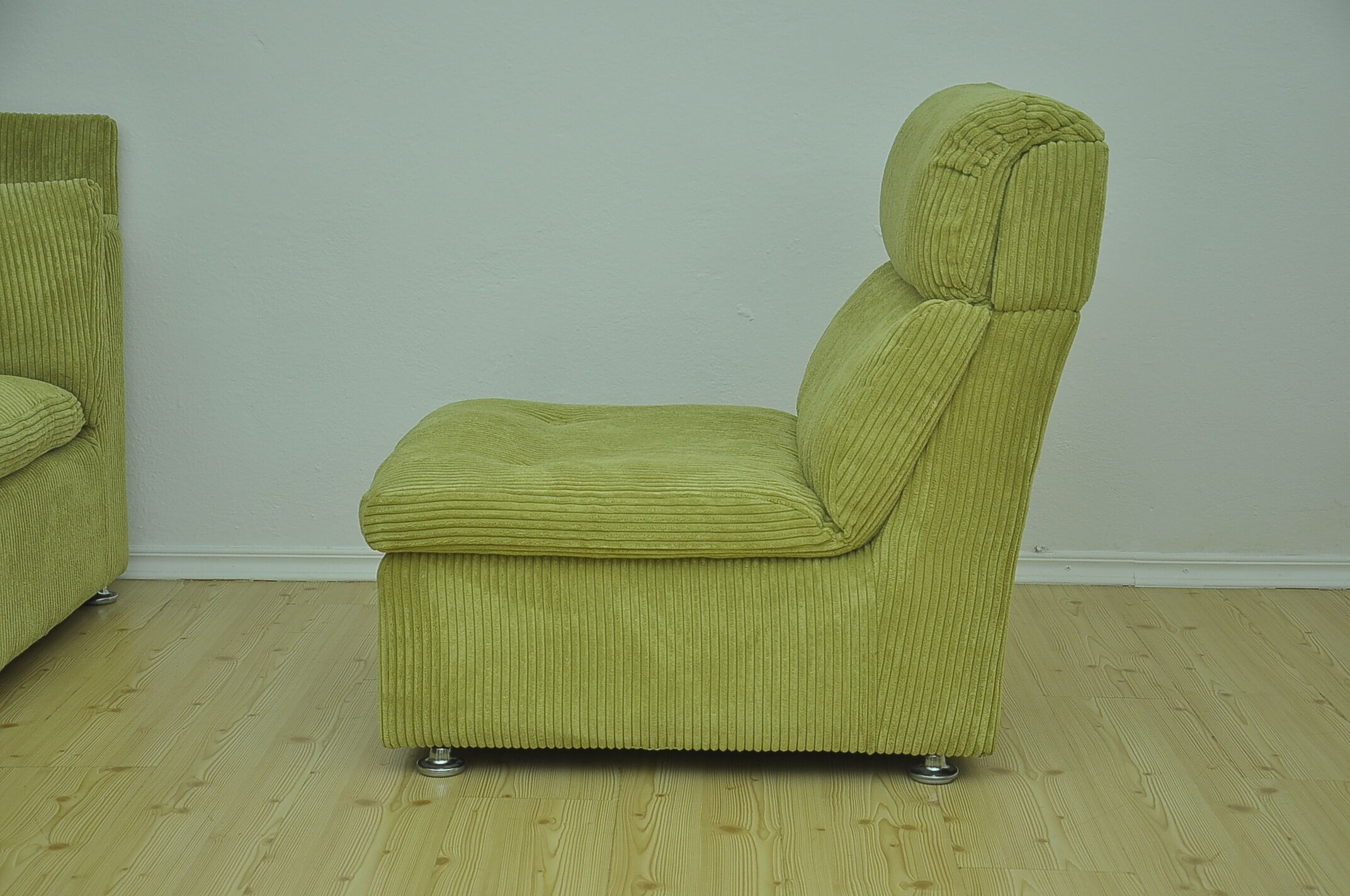 Green corduroy modular sofa from the 70s, 7 pieces