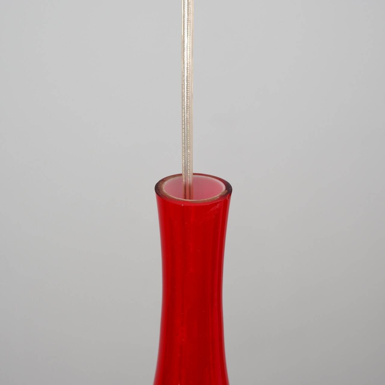 Set of 2 red „Bang“ opal glass pendant lamps by Jacob Bang for Fog & Morup