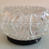 Structured glass round ceiling lamp / vintage 60s-70s