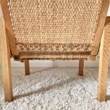 Vintage modernist straw armchair