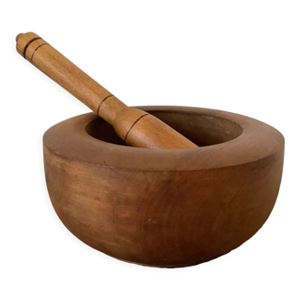Wooden mortar and pestle
