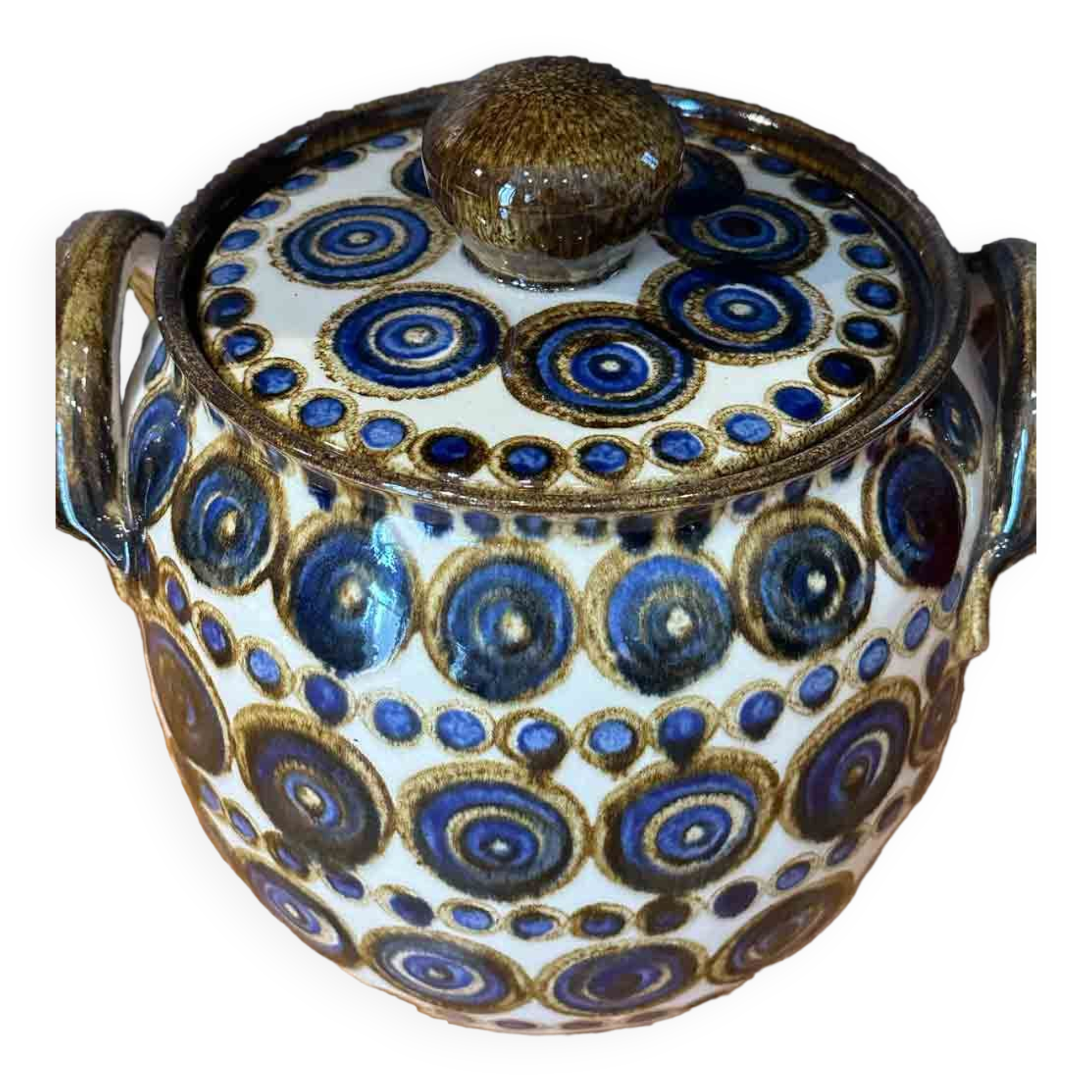 Enameled stoneware pot with lid