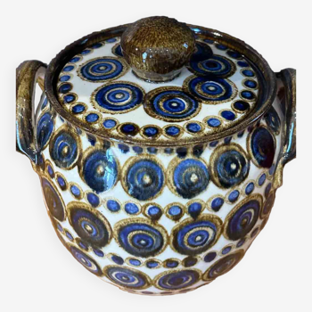 Enameled stoneware pot with lid
