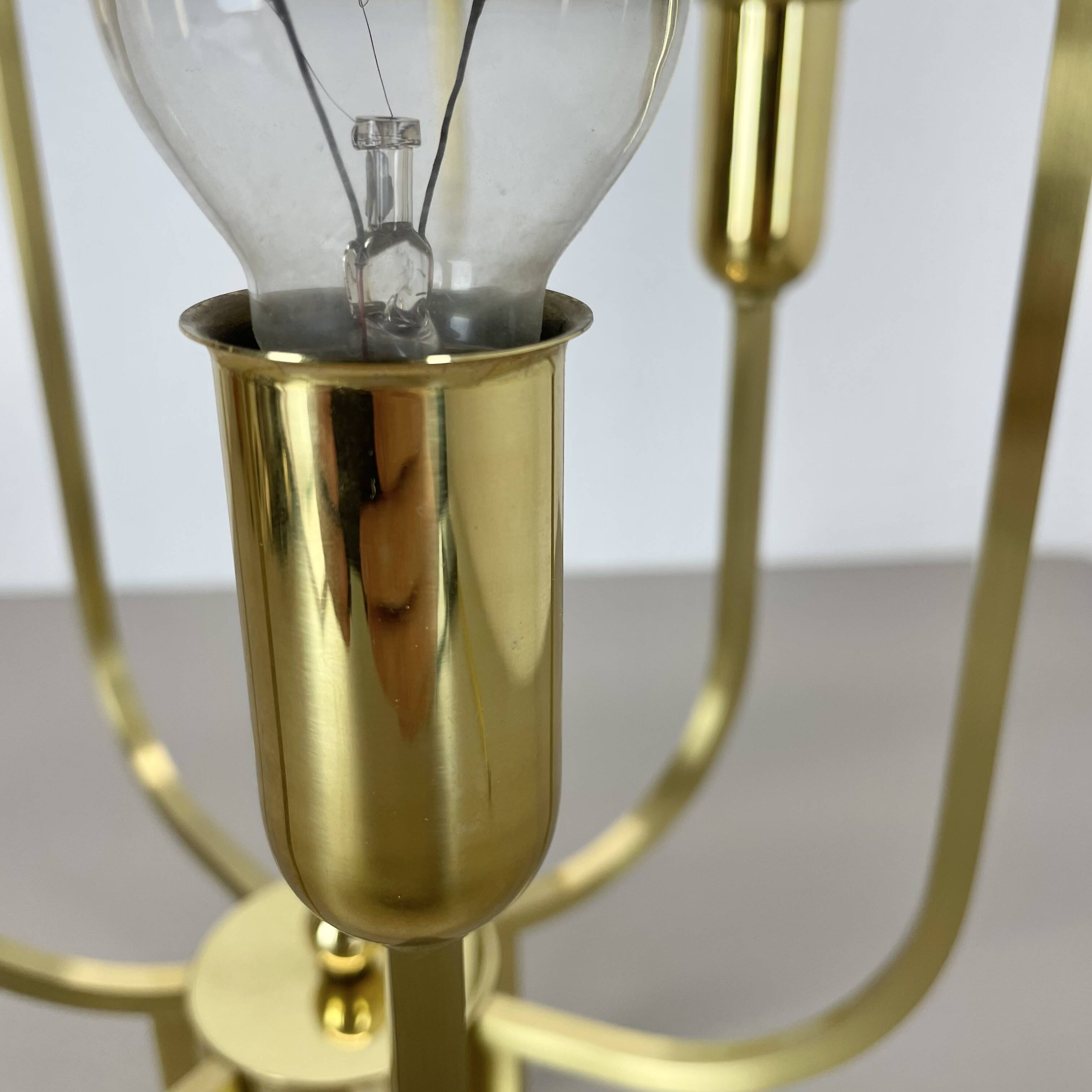 Large cubic brass 7 bulb flush mount ceiling light, italy 1970s