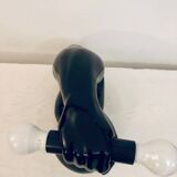 Vintage ceramic dumbbell lamp by JC Peiré