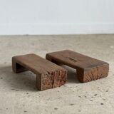 Mini Asian teak side stool blonde