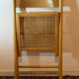 Folding chair with caning