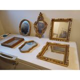 Set of 6 wooden and gilded stucco mirrors