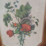 Cadre octogonal en bois vintage 80