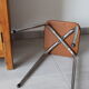 Chromed metal stool and brown skai 70s