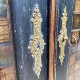 Double wood and glass closet doors