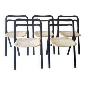 Set de 5 chaises pliantes vintages italiennes designer Giorgio Cattelan éditées par Cidue
