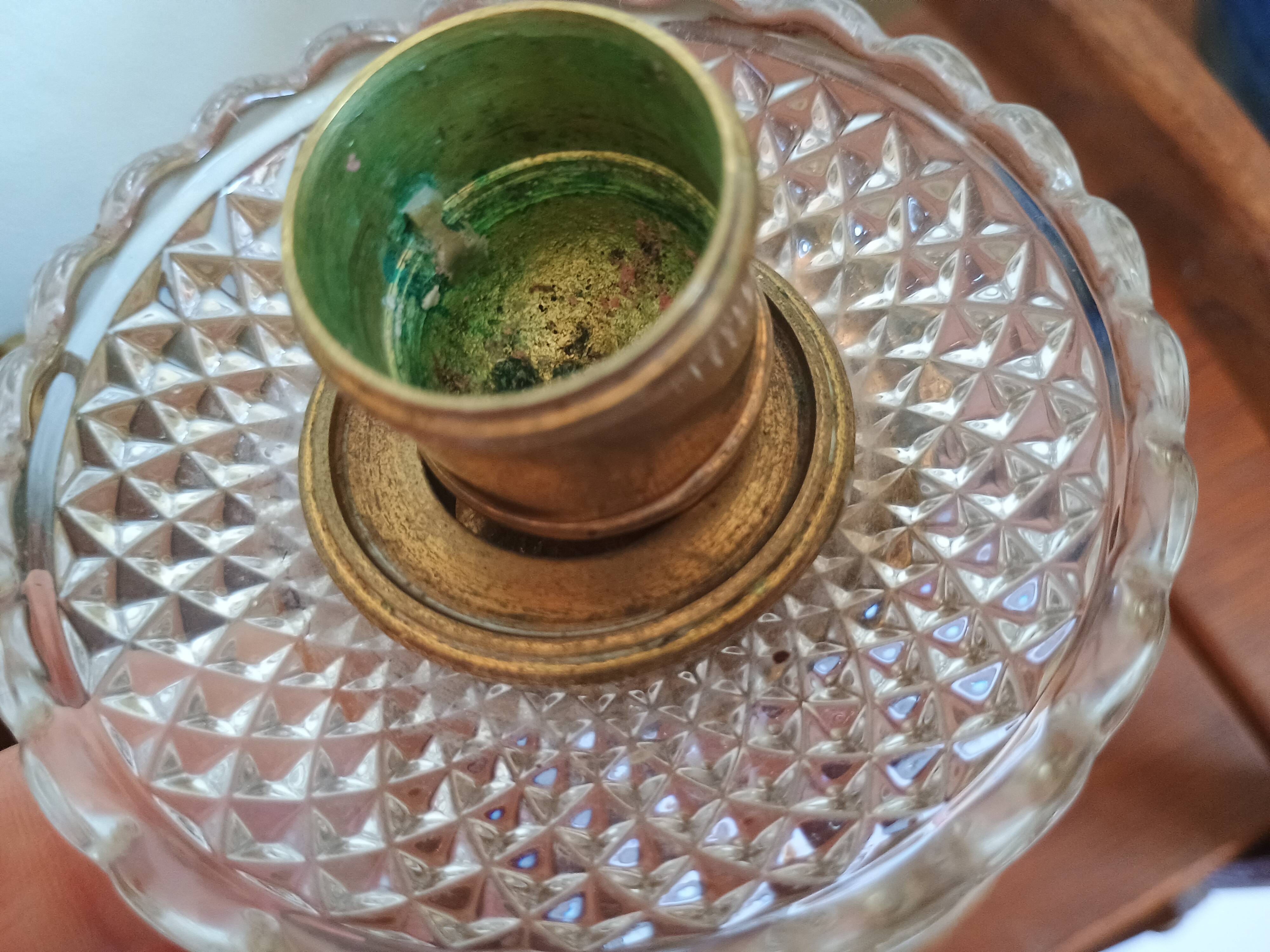 Pair of brass and glass candlesticks - centerpiece -