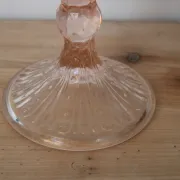 Vintage pink glass footed bowl – Star-decorated compote with draping – Ø 24 cm