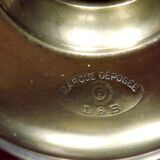 Vintage Brass Oil Lantern with Decorative Base and Clear Glass Funnel Stamped LB Marque Delay 4399