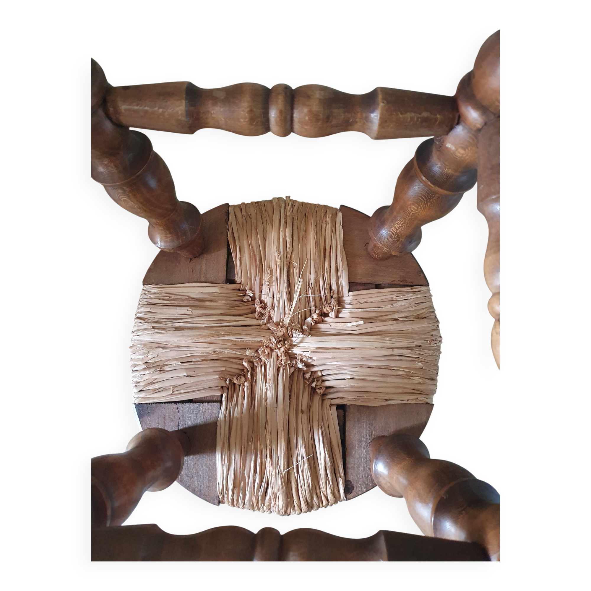 Straw chair and stool