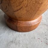 Vase sculptural haut en bois massif, finition brun naturel, objet d'art minimaliste tourné, 73,5 cm