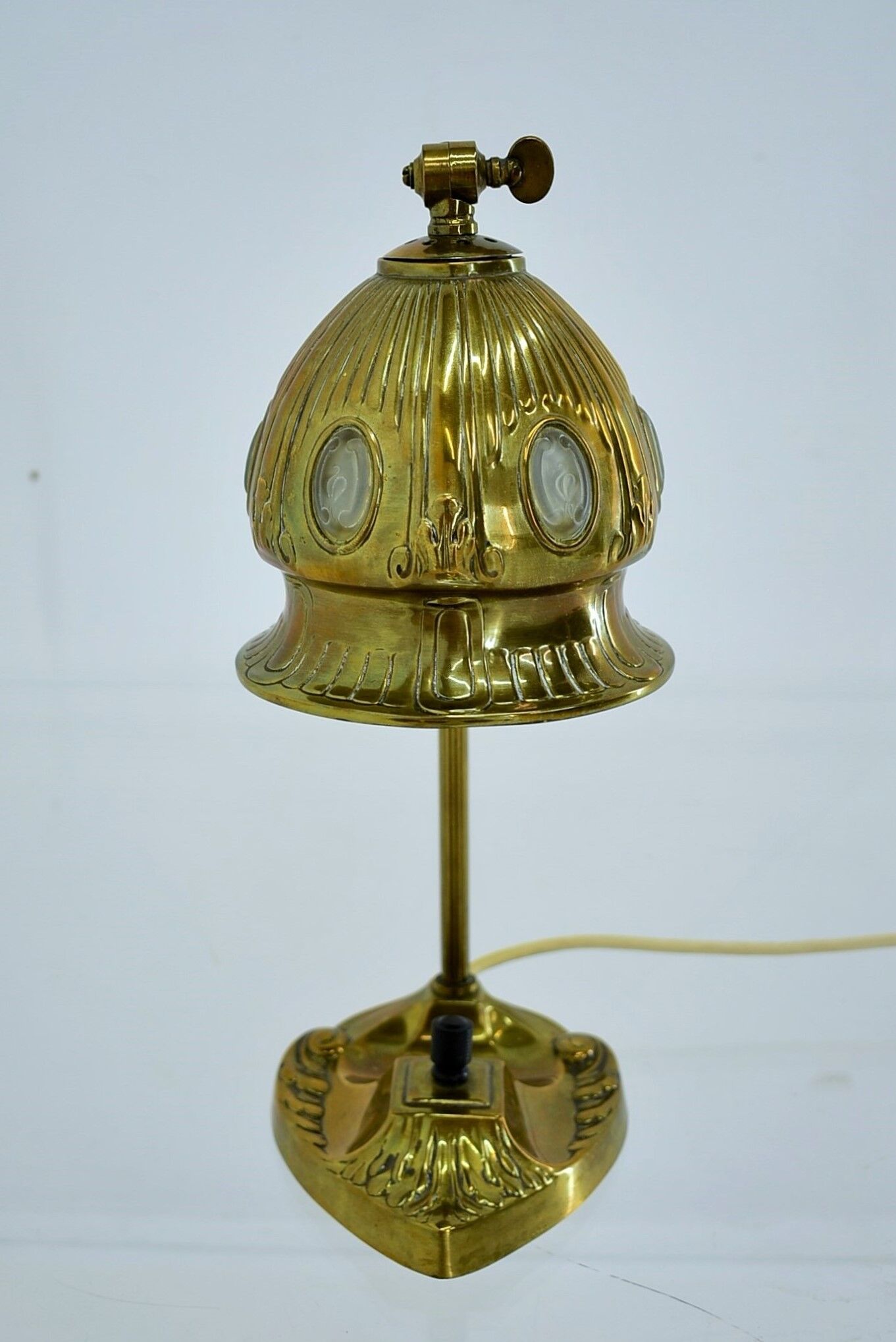 Brass Glass Vintage Table Lamp Style Vienna Secession, 1930s, Austria
