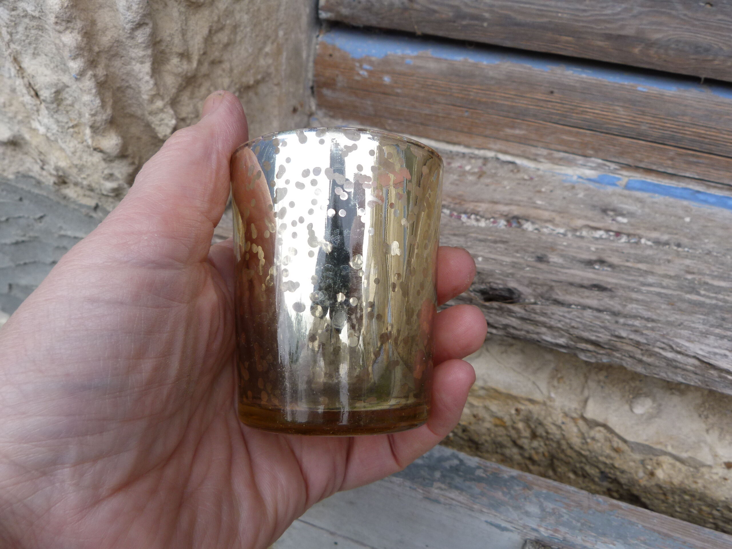 Ancien verre gobelet verre égglomisé mercurisé