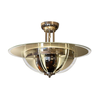 Deco France 1930 s plated nickel chandelier