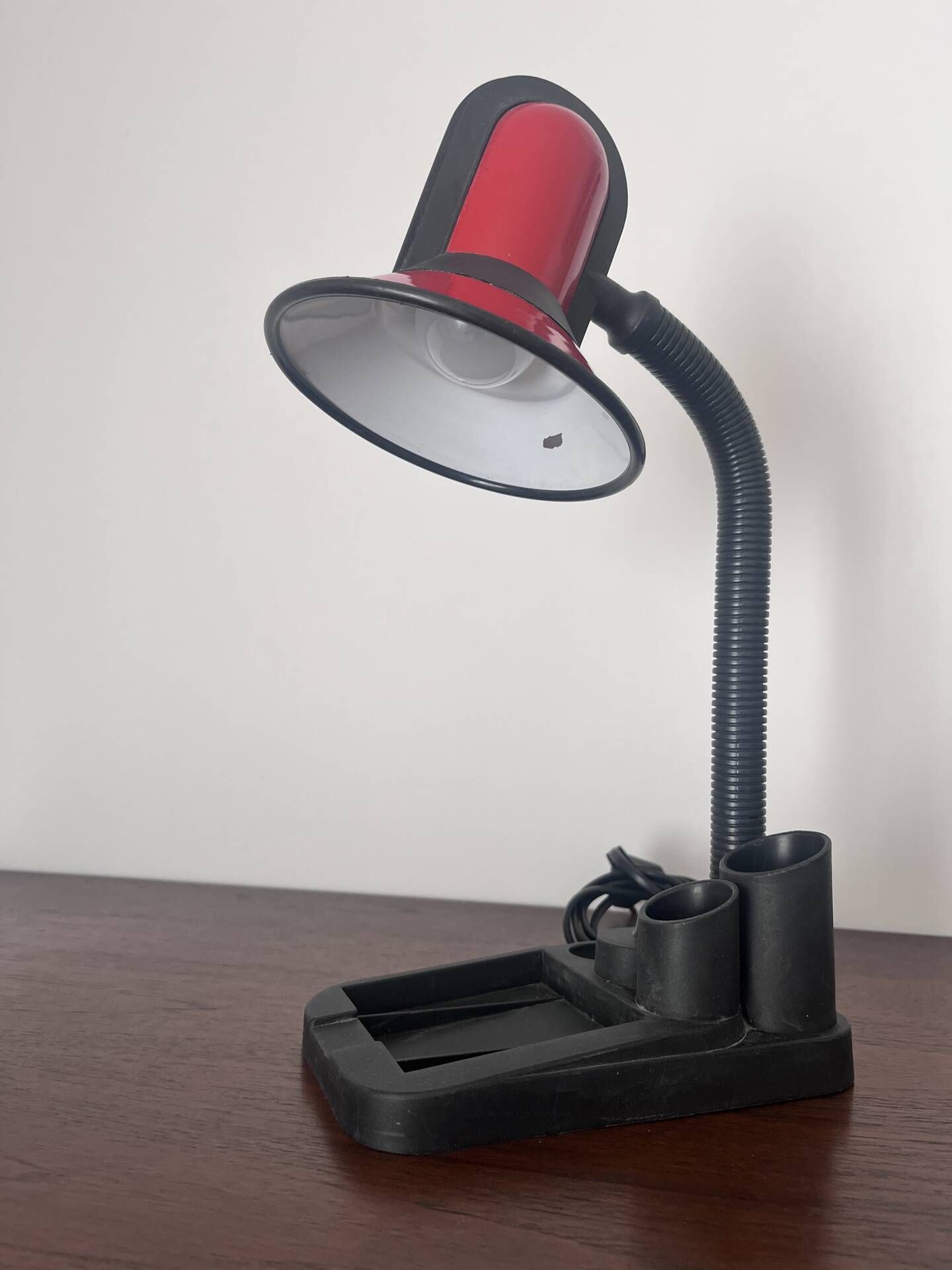 Red phase desk lamp