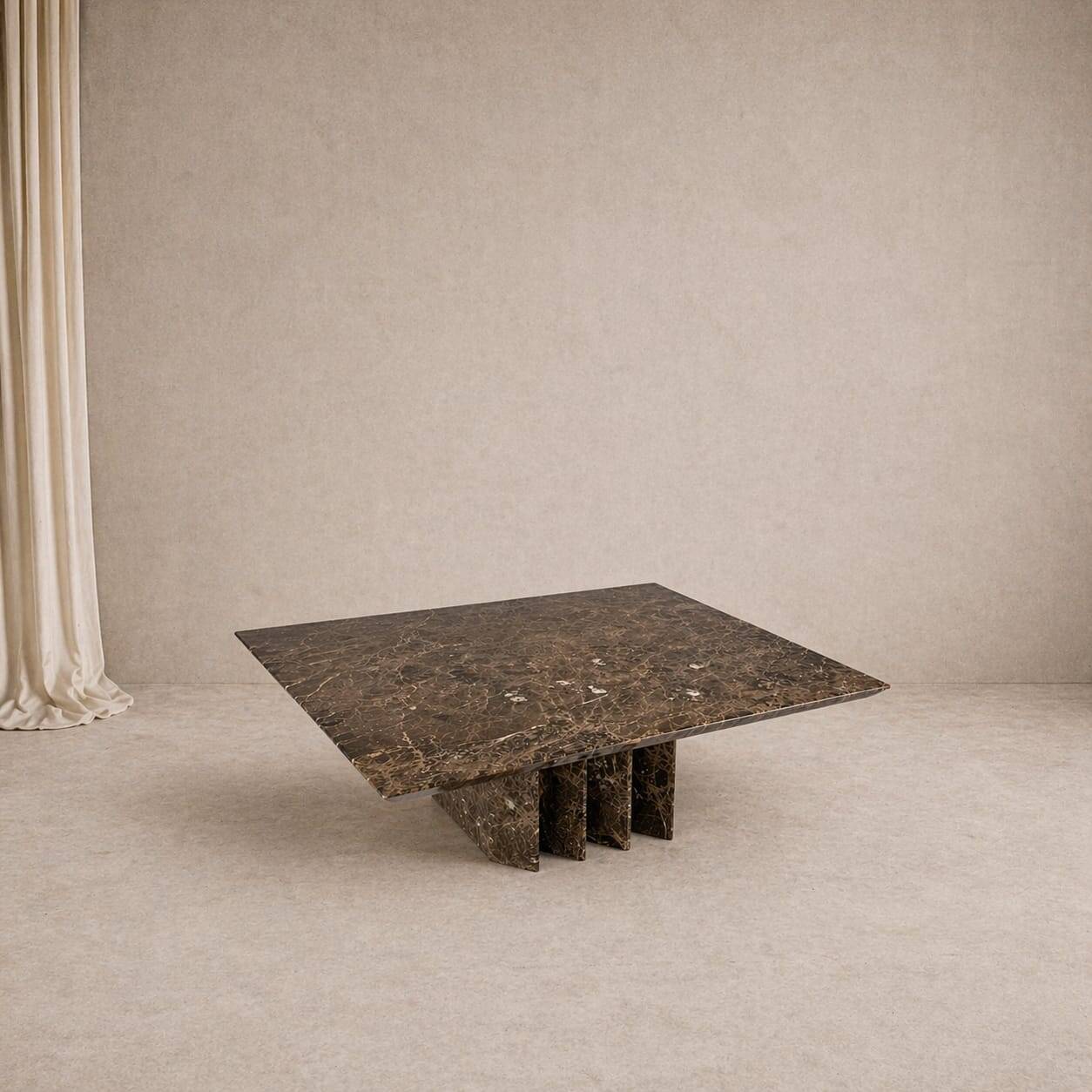 Italian design Emperador marble coffee table, 1980s