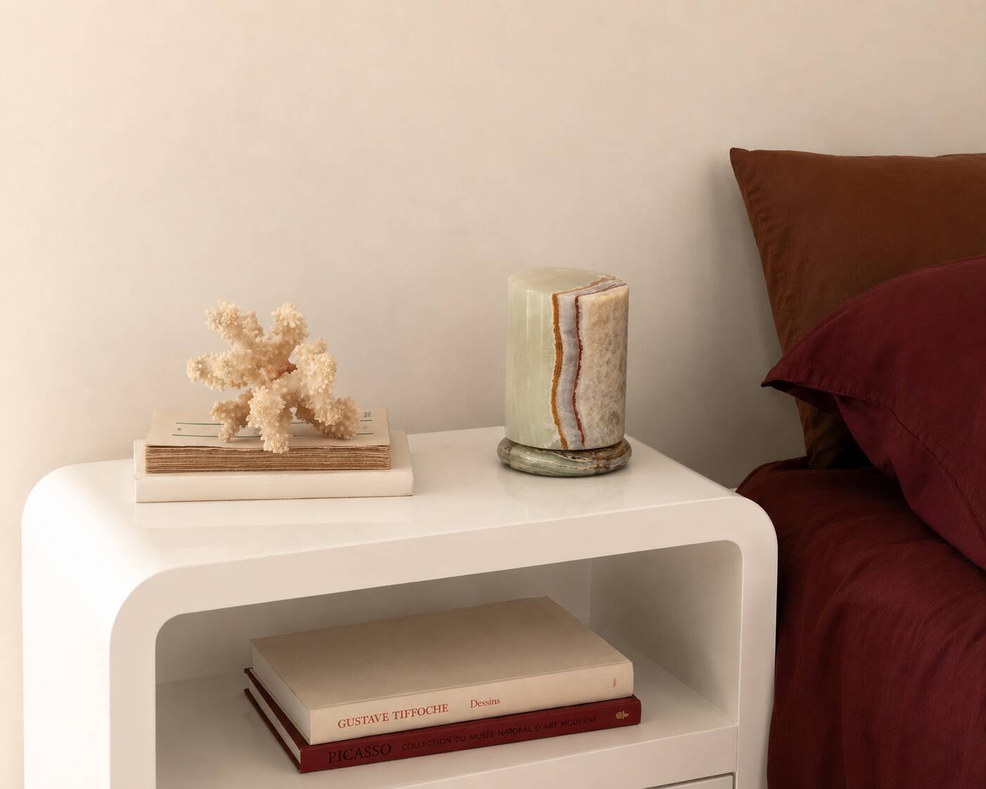 Vintage pale green natural onyx table lamp, 1970s.