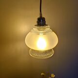 Portable lamp / pendant lamp in white opalescent glass. Art Deco style