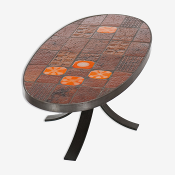 Table basse ovale avec carreaux en céramique an 60 /70