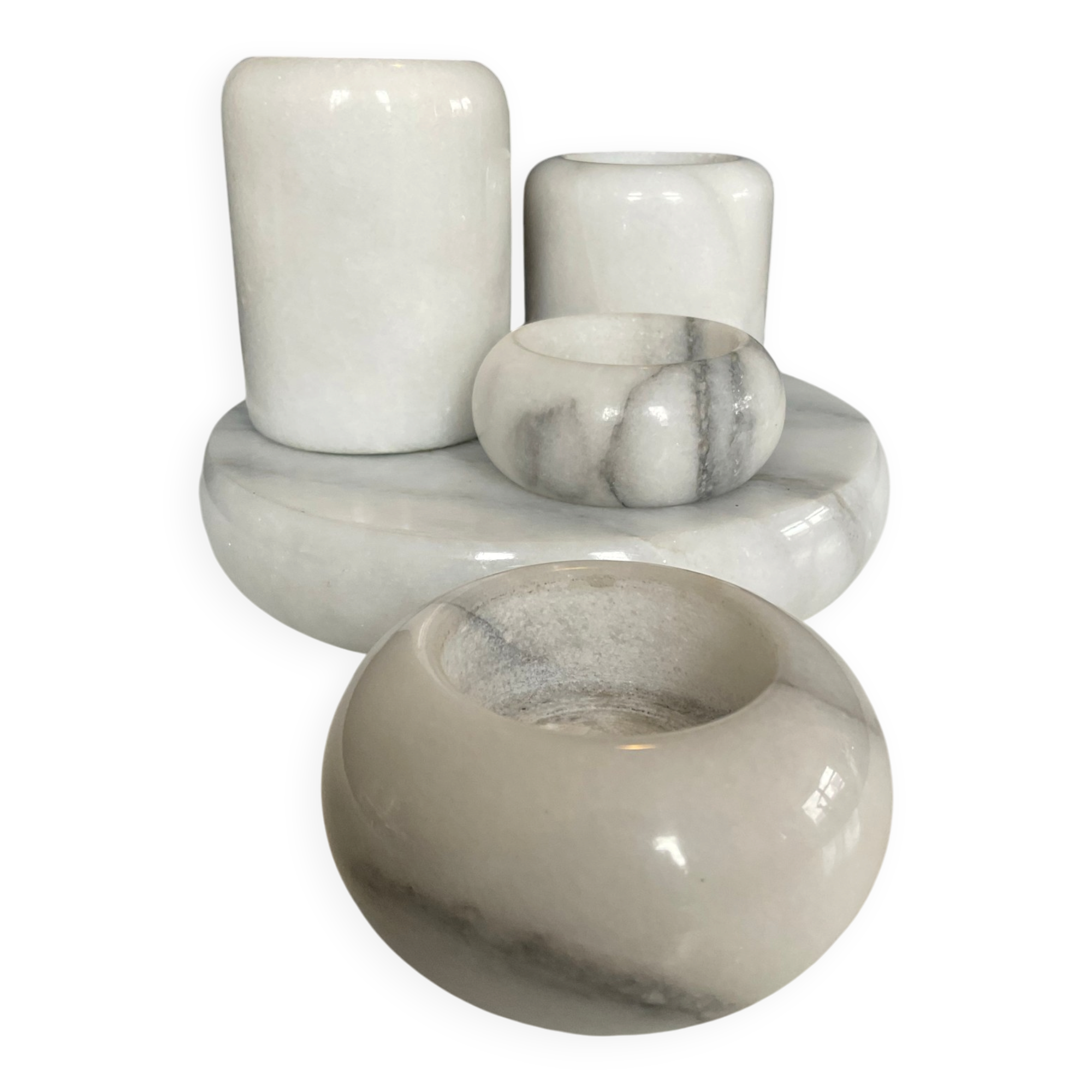 Set of 5 vintage marble candlesticks