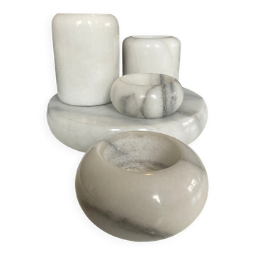 Set of 5 vintage marble candlesticks