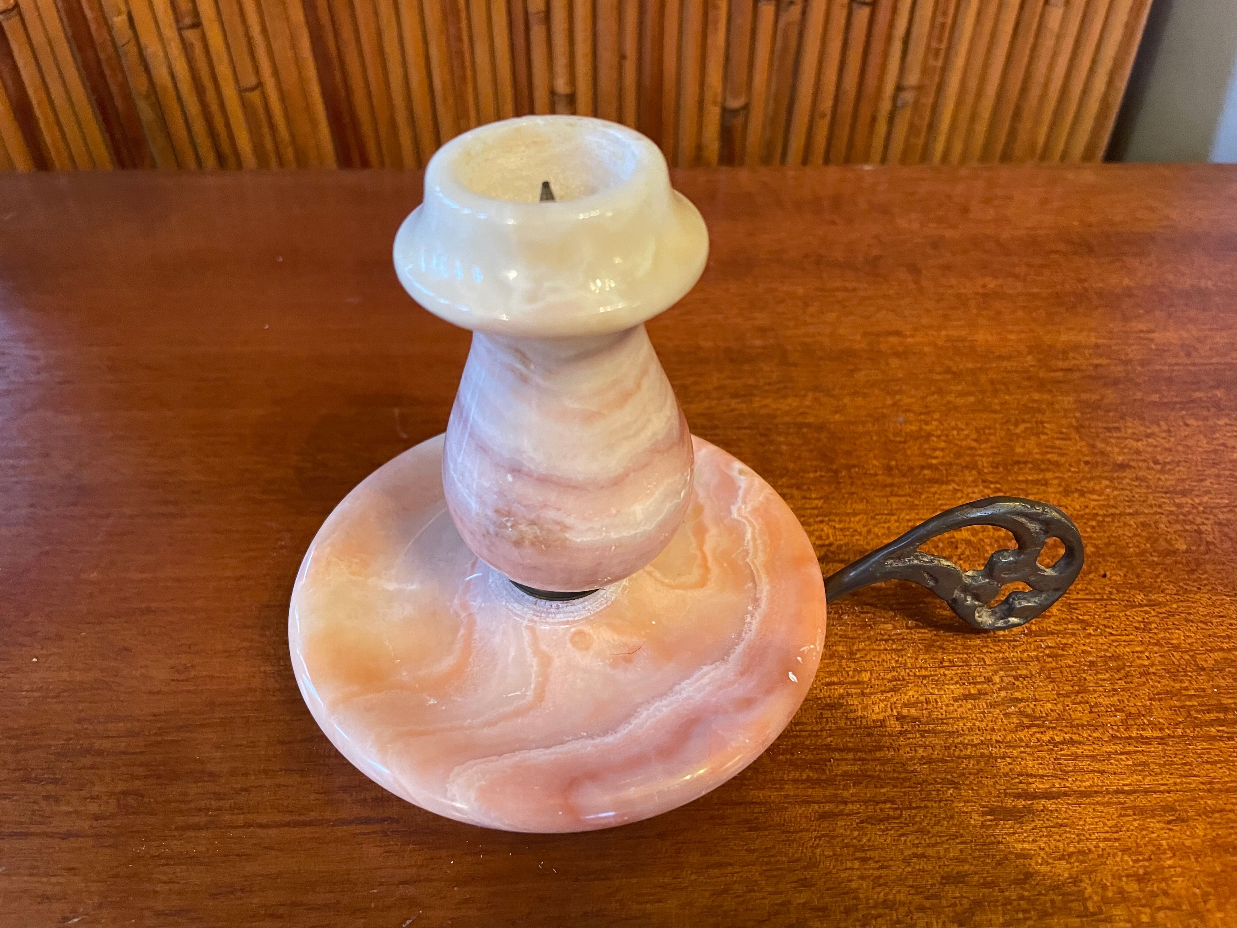 Pink marble candle holder