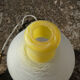 white and yellow vintage textured glass pendant lamp 50s